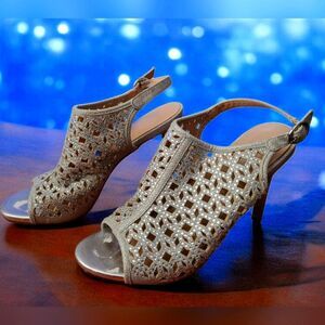 Michael by Michael Shannon Women’s Allie Silver Rhinestone Slingback Heels - 11M